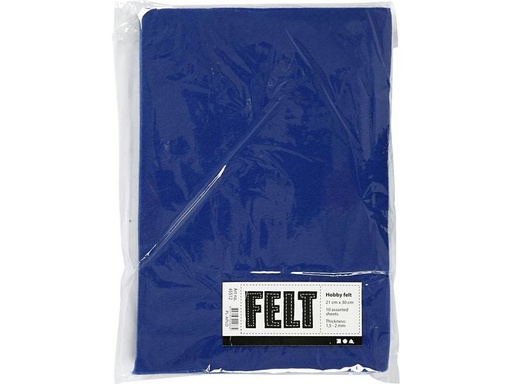 [90286823 1502175] Creativ Company Bastelfilz 1.5 - 2 mm, A4, 10 Blatt, Blau