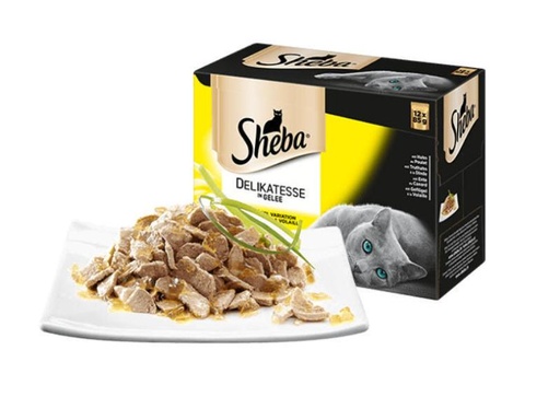 [90048382 842243] Sheba Nassfutter Delikatesse in Gelée Geflügel Variation 40 x 85 g