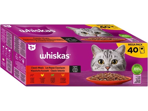 [90288352 1532234] Whiskas Nassfutter Klassische Auswahl in Sauce 1+, 40 x 85 g