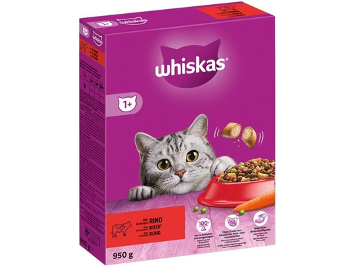 [90288637 1532228] Whiskas Trockenfutter 1+, Rind, 950 g