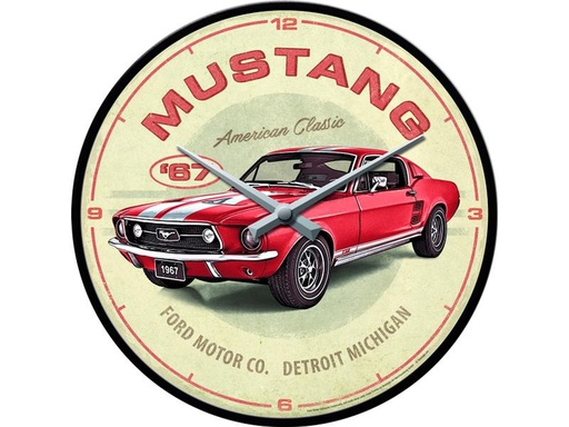 [90289001 1540317] Nostalgic Art Wanduhr Ford Mustang Ø 31 cm, Gelb/Rot