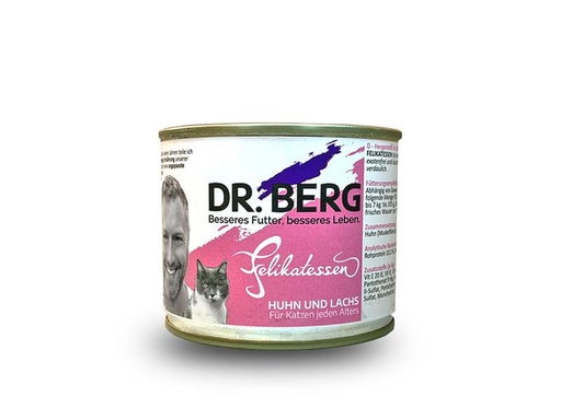 [90289868 1531735] Dr. Berg Nassfutter Felikatessen Huhn+Lachs, 200 g