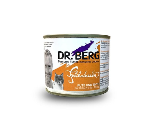 [90290163 1531736] Dr. Berg Nassfutter Felikatessen Pute+Ent, 200 g