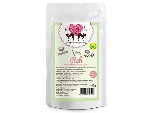 [90290864 1540864] KatzenLiebe Nassfutter Reh mit Bio-Kartoffel, 100 g