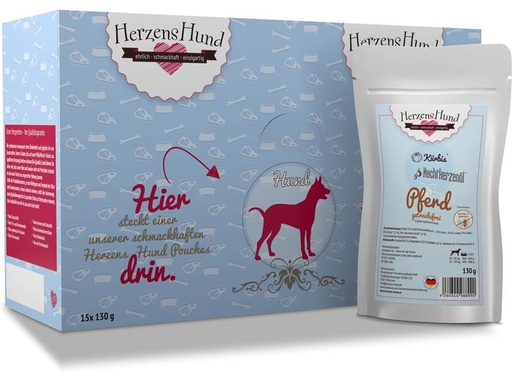 [90290910 1539702] HerzensHund Nassfutter Getreidefrei Pferd mit Bio-Kürbis, 130 g