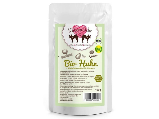 [90291024 1540860] KatzenLiebe Nassfutter Bio-Huhn mit Bio-Quinoa, 100 g