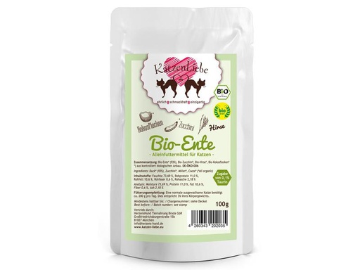 [90291037 1540865] KatzenLiebe Nassfutter Bio-Ente mit Bio-Zucchini, 100 g