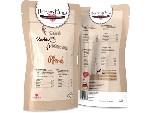 [90291178 1539679] HerzensHund Nassfutter Pferd mit Bio-Gemüse, 130 g