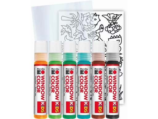[90291213 1534671] Marabu Fensterfarbe Kids Dinosaurier 6 x 25 ml