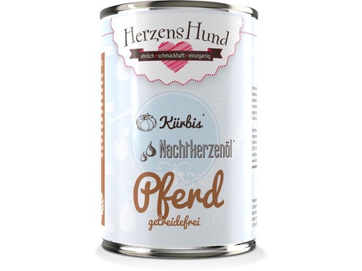 [90291249 1539708] HerzensHund Nassfutter Getreidefrei Pferd mit Bio-Kürbis, 400 g