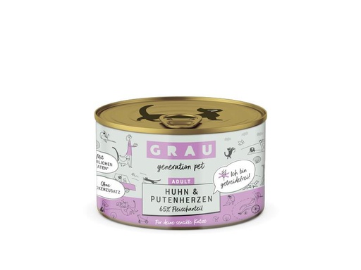 [90291945 1542273] Grau Nassfutter Huhn &amp; Putenherzen, 6 x 200 g