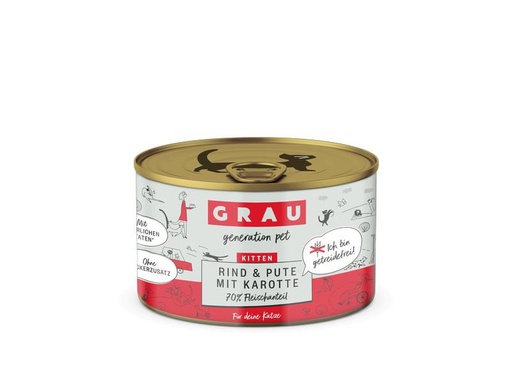 [90292107 1542275] Grau Nassfutter Kitten Rind &amp; Pute mit Karotte, 6 x 200 g