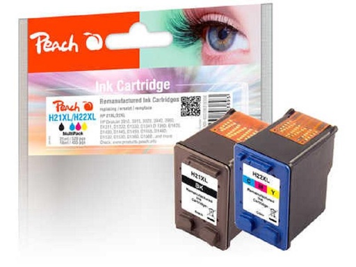 [90292202 1554679] Peach Tintenset HP Nr. 21/22 Multipack BK/C/M/Y