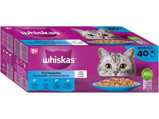 [90292569 1532233] Whiskas Nassfutter Fisch Auswahl in Gelee 7+, 40 x 85 g
