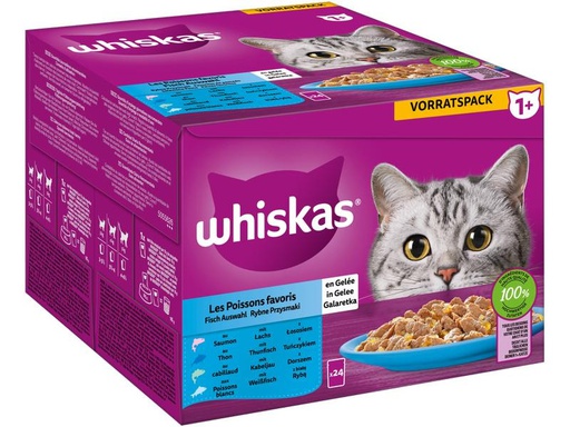 [90292683 1532232] Whiskas Nassfutter Fisch Auswahl in Gelee 1+, 24 x 85 g