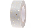 Rico Design Washi Tape Punkte 1.5 cm x 10 m, Gold/Grau