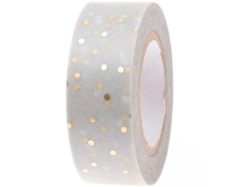 [90292914 1558457] Rico Design Washi Tape Punkte 1.5 cm x 10 m, Gold/Grau