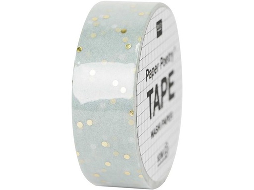 [90293072 1558459] Rico Design Washi Tape Punkte 1.5 cm x 10 m, Gold/Mint