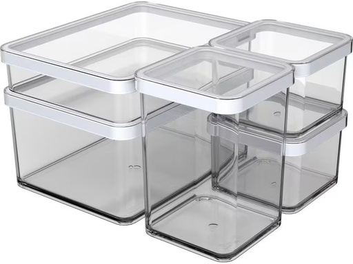 [90293120 1550919] Rotho Vorratsdose Loft 5 Stück, 5.25 l, Transparent/Weiss