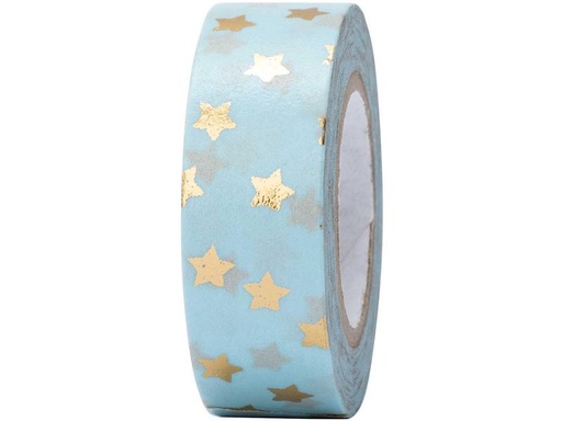 [90293147 1558456] Rico Design Washi Tape Sterne 1.5 cm x 10 m, Blau/Gold
