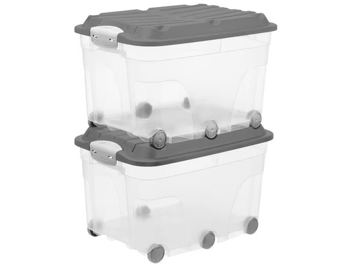 [90293149 1550908] Rotho Aufbewahrungsbox 2 Stück, Anthrazit/Transparent