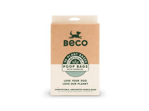 [90293168 1532017] Beco Pets Hundekotbeutel kompostierbar, mit Henkel, 96 Stück