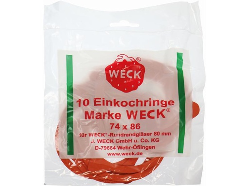 [90294118 1513043] Weck Gummidichtring Ø 8 cm 10 Stück, Rot