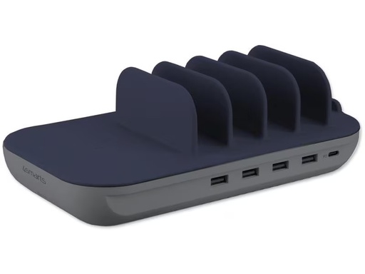 [90294151 1562509] 4smarts Ladestation Family Evo 63W mit Qi-Ladefläche, Grau/Cobalt