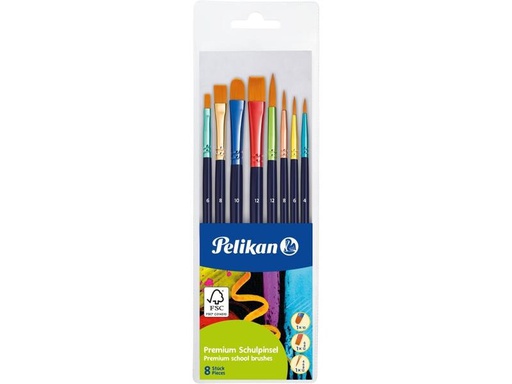 [90294323 1496877] Pelikan Synthetikhaarpinsel Premium 8 Stück, diverse Grössen