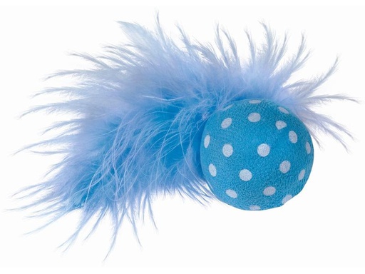 [90294363 1557828] Nobby Katzen-Spielzeug Ball mit Rassel und Feder, 4 cm, Blau