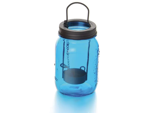 [90049250 1158968] balthasar Windlicht Glas mit Teelichteinsatz Blau