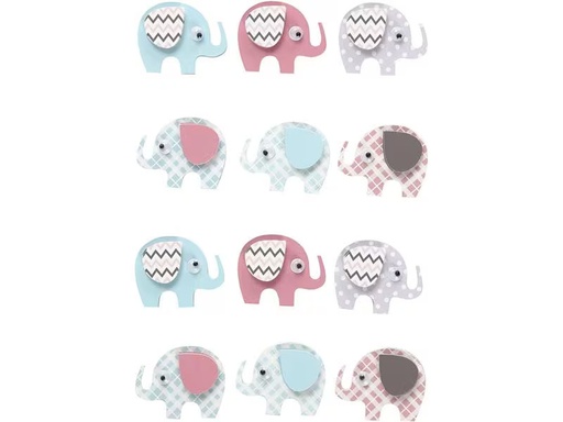 [90295399 1557006] Creativ Company 3D-Sticker Elefant 12 Stück