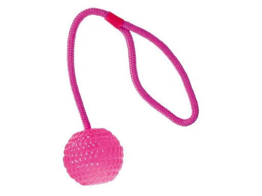 [90295569 1560507] SwissPet Hunde-Spielzeug Ball mit Wurfseil, Ø 7 cm, Pink