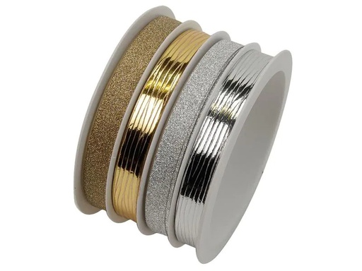 [90004913 1143527] Braun + Company Geschenkband Mix Metallic 10 mm x 16 m, Glitzer/Mehrfarbig