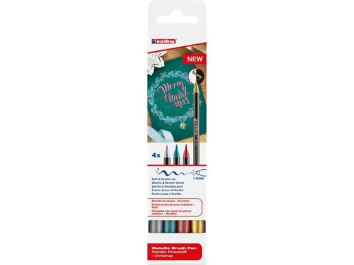 [90295725 1565861] edding Brushpen Metallic 4 Stück, Assortiert