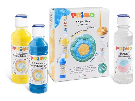 [90296007 1565881] Primo Kleber Metallic-Slime-Set 2 Stück, Blau, Gelb