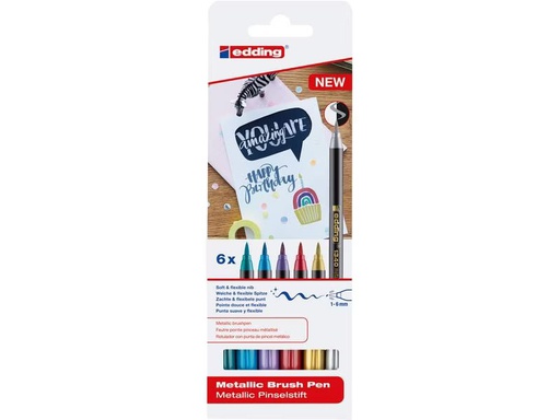 [90296221 1565864] edding Brushpen 6 Stück, Metallic