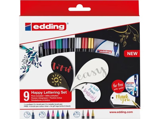 [90296269 1565865] edding Brushpen Happy Lettering 9 Stück