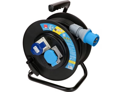 [90296284 1566252] Max Hauri Kabelrolle 30 m, 1x T23, 1x CEE16/3, 1x Schuko, Schwarz