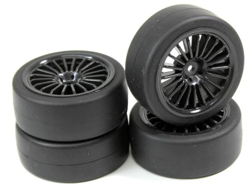 [90049465 291056] Absima Kompletträder Onroad Slick 20-Speichen, Schwarz, 1:10