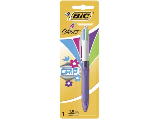 [90049539 912320] BIC Mehrfarbenkugelschreiber 4 Colours Grip Fun 0.4 mm, 1 Stück