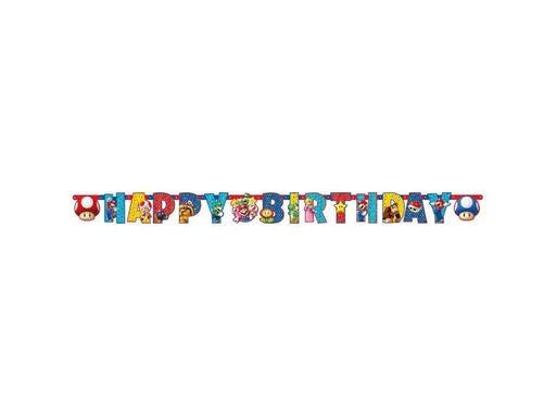 [90297682 1565261] Amscan Girlande Super Mario 190 x 15 cm, Papier