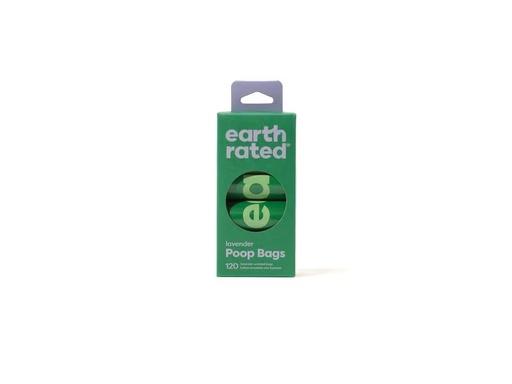 [90297732 1568077] Earth Rated Hundekotbeutel 8 Nachfüllrollen, 120 Stück, Lavendel