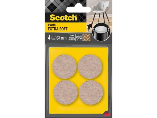 [90297819 1571177] 3M Filzgleiter Extra-Soft, Ø 34 mm, Beige, 4er Pack