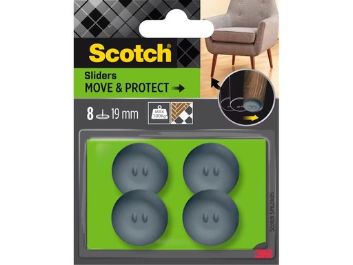 [90297902 1571180] 3M Stuhlbeingleiter Move &amp; Protect, Ø 19 mm, Grau