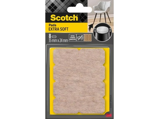 [90298165 1571175] 3M Filzgleiter Extra-Soft, 35 mm x 24 mm, Beige, 8er Pack