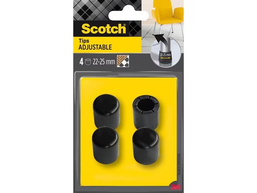 [90298299 1571183] 3M Stuhlbeingleiter Adjustable, Ø 22-25 mm, Schwarz, 4er Pack
