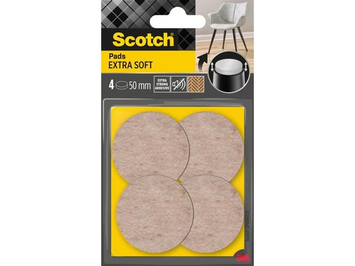 [90298320 1571147] 3M Filzgleiter Extra-Soft, Ø 50 mm, Beige, 4er Pack