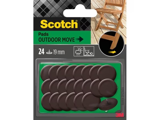 [90298386 1571186] 3M Möbelgleiter Outdoor, Ø 19 mm, Braun, 24er Pack