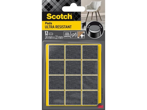 [90298387 1571178] 3M Filzgleiter Ultra Resistant, 24 mm x 22 mm, Grau, 12er Pack